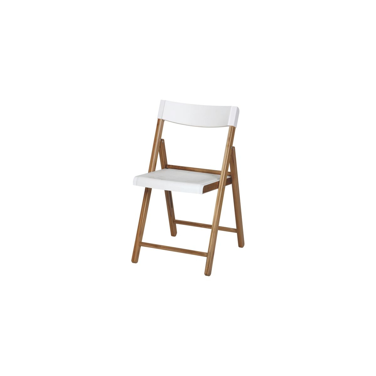Tramontina Potenza Folding Wooden Chair in Natural Teak Wood with White Polypropylene Seat and