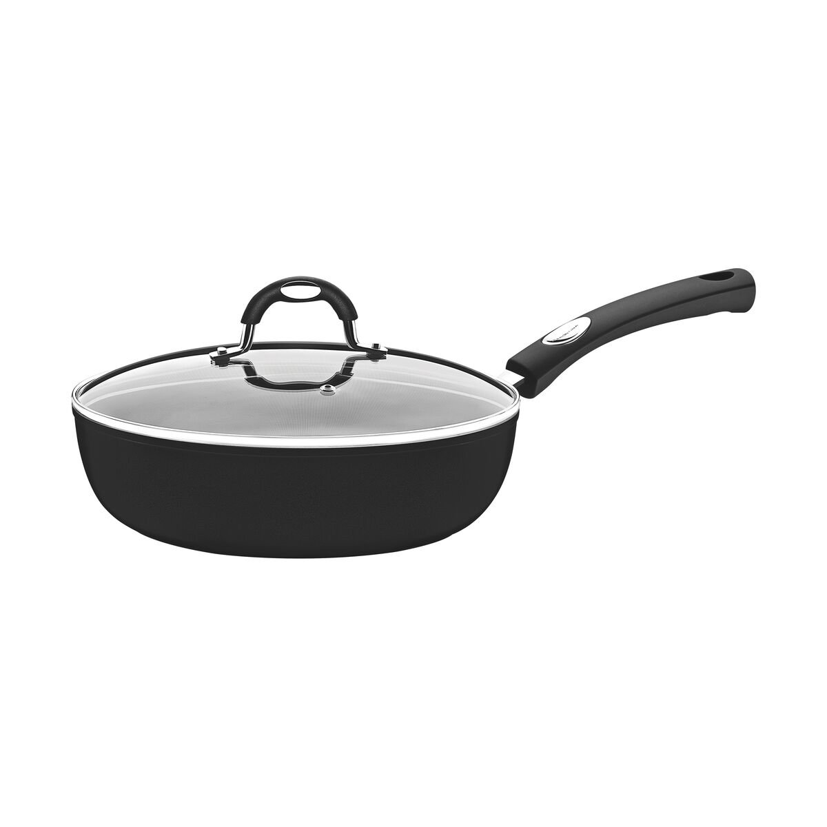 Frying Pan with lid Non Stick 28 & 24cm Set Deep Induction Glass