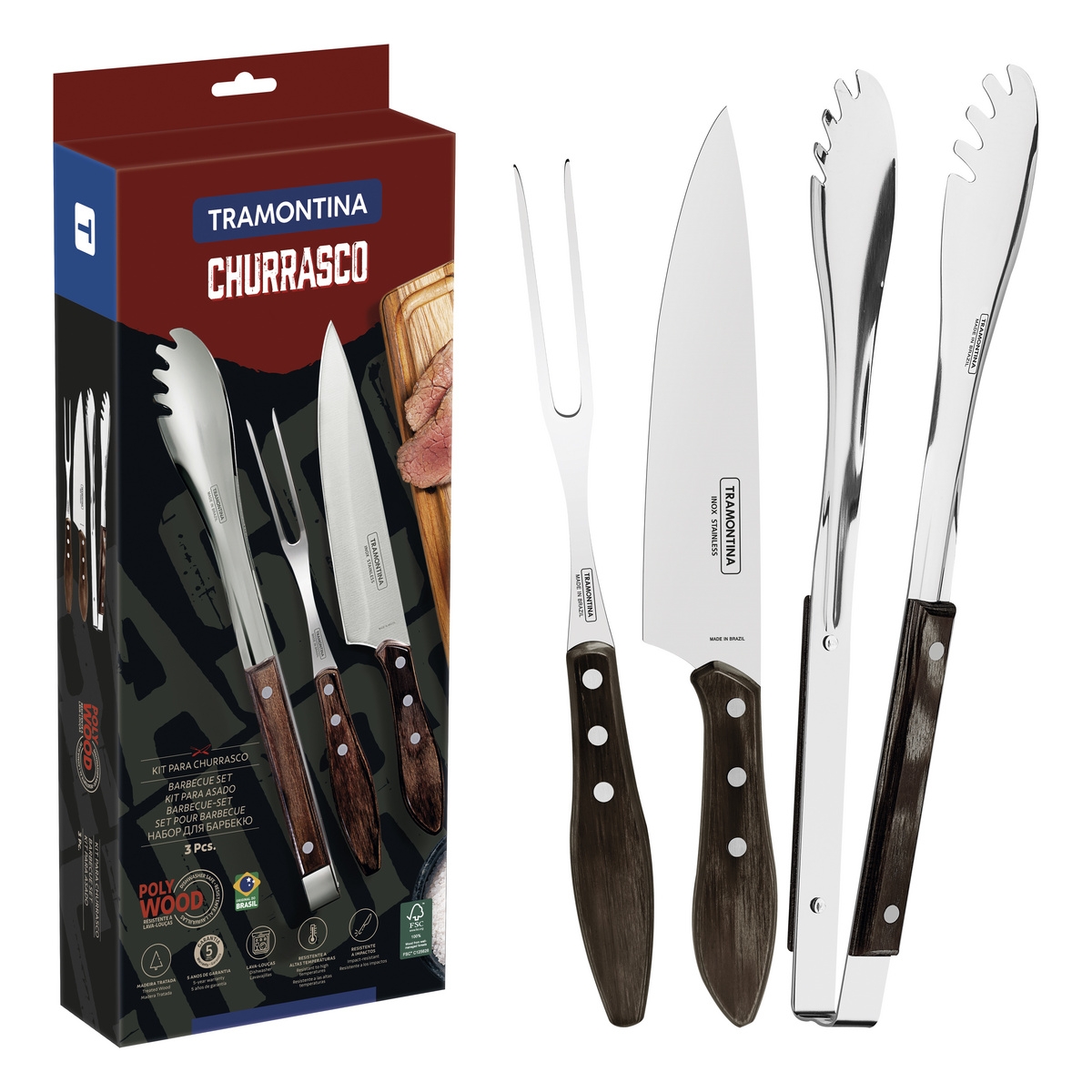 Jogo para Churrasco Tramontina com Lâminas em Aço Inox com Cabo de ...