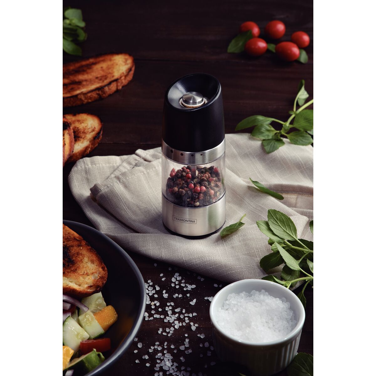 Tramontina Realce stainless steel and acrylic salt and pepper mill