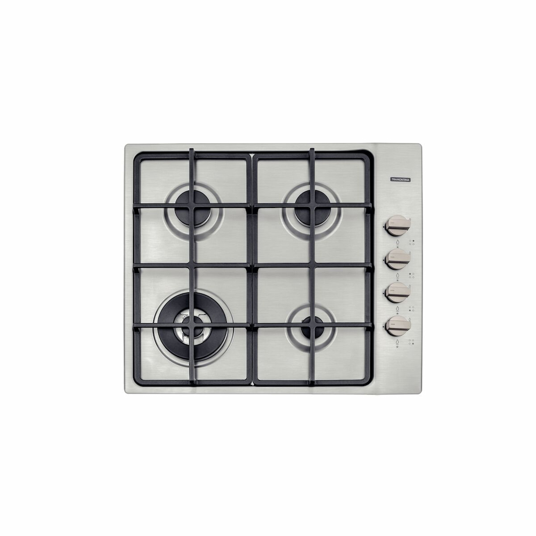 Tramontina Square 4 GX HE Safestop 60 stainless steel gas cooktop with