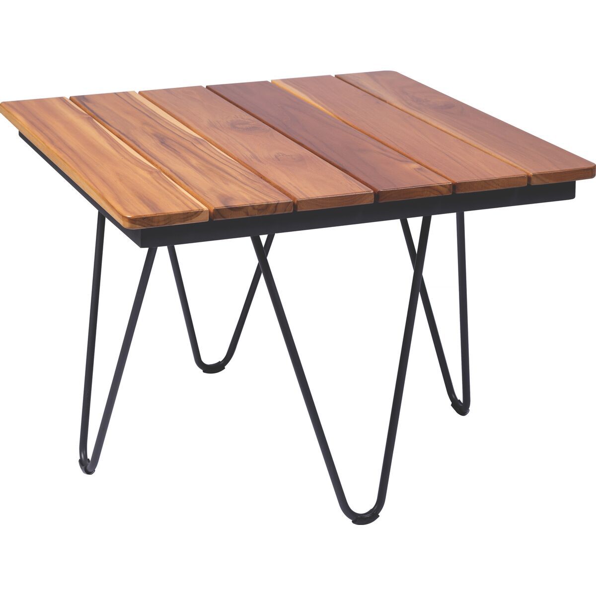 Tramontina Tarsila Coffee Table in Teak Wood with with Carbon Steel Structure and Graphite Ecoclear Finish