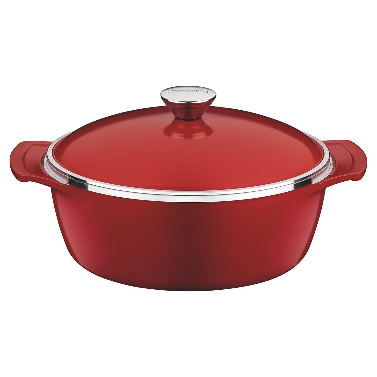 Tramontina Lyon forged aluminum, red casserole with interior Starflon High Performance nonstick coating and lid, 30 cm, 6.8 L