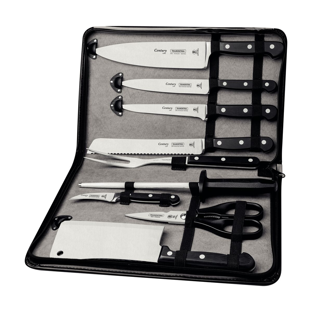 Tramontina Century 6-Piece Stainless-Steel Chef's Set with Black Polycarbonete Handles