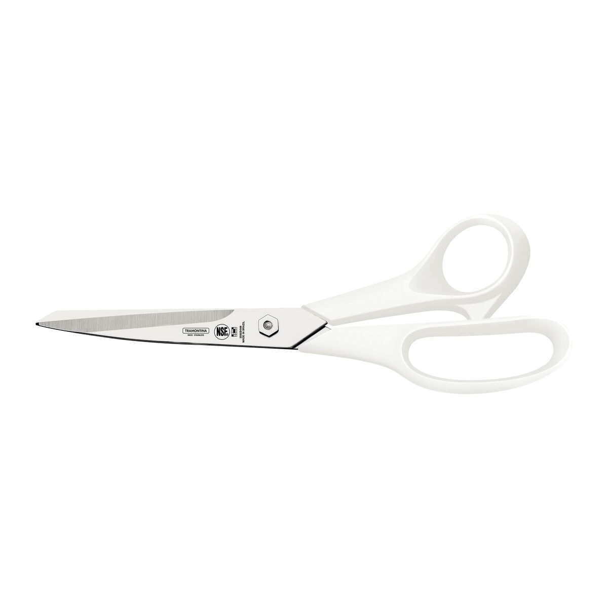 Tramontina Professional Collapsible Scissors with Stainless-Steel Plain Edge Blade and White Polypropylene Handle 8"