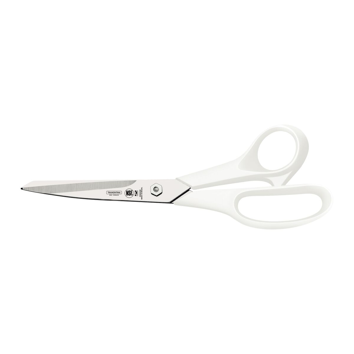 Tramontina Professional Collapsible Scissors with Stainless-Steel Micro-Serrated Edge Blade and White Polypropylene Handle 8"