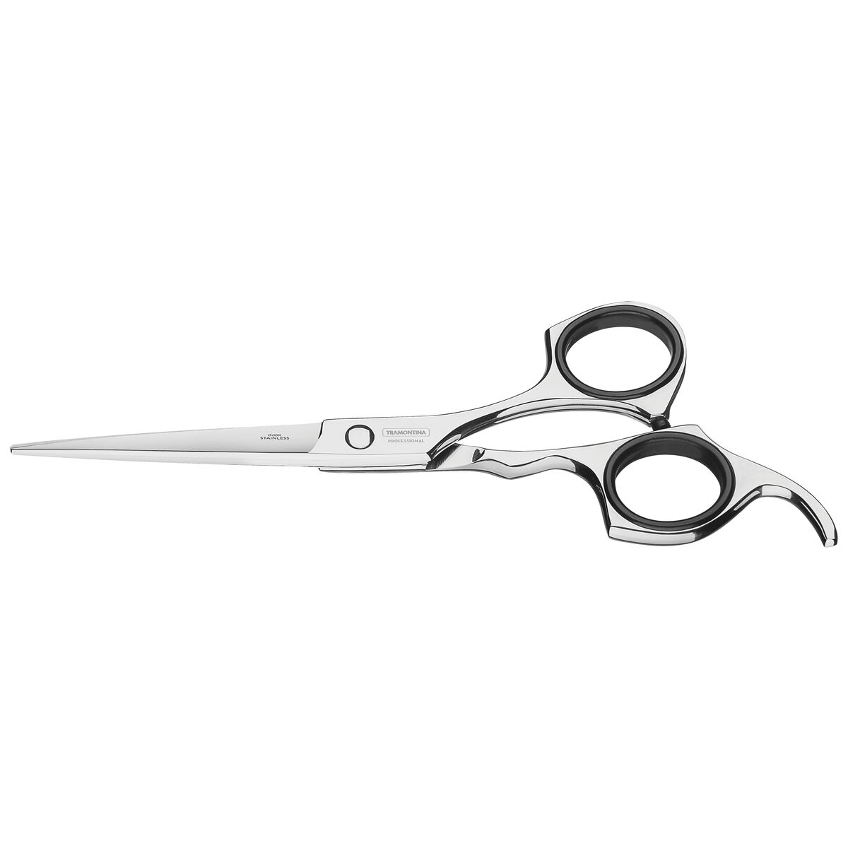 Tramontina 6" stainless steel hair shears with laser-cut edge and fixed finger support