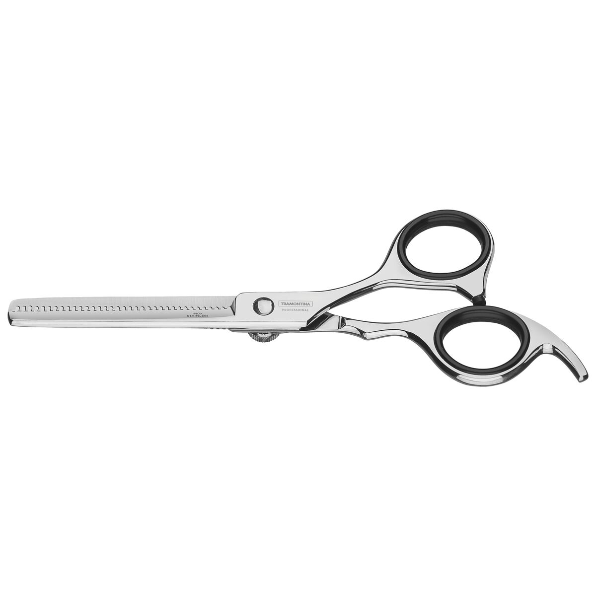 Tramontina 6" stainless steel hair shears with thinning edge and fixed finger support