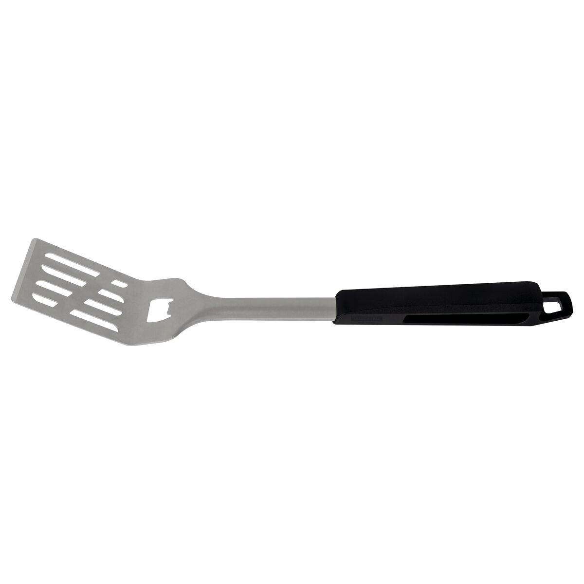 Tramontina Churrasco Black Spatula with a Stainless Steel Blade and Black Polypropylene Handle with a Bottle Opener