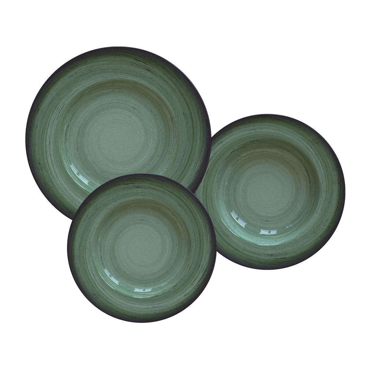 Jogo de Pratos Tramontina Rústico Verde em Porcelana Decorada 12 Peças