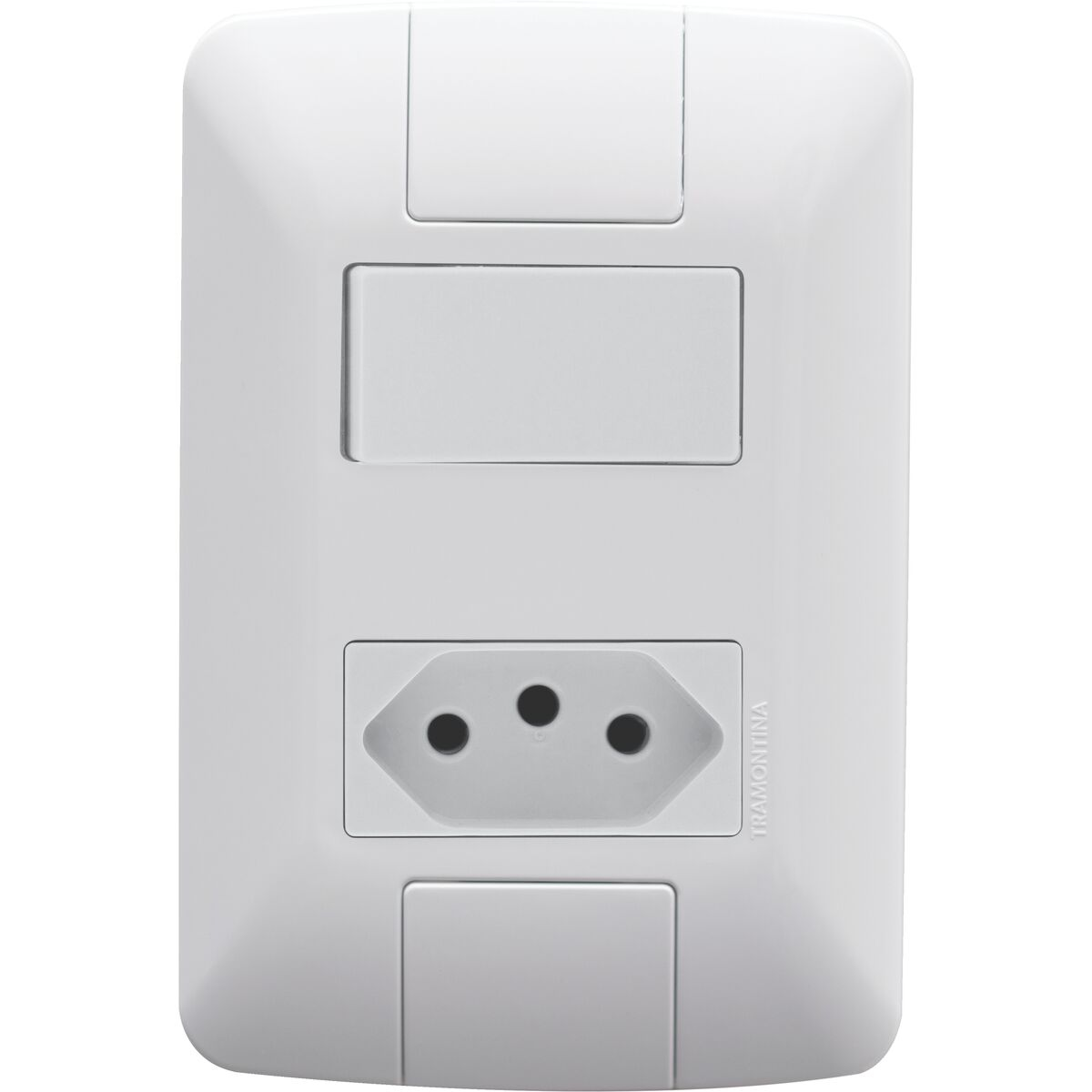Tramontina Aria white 4x2 set with 1 single-pole switch, 6 A and 250 V, and 1 2P+T outlet, 20 A and 250 V