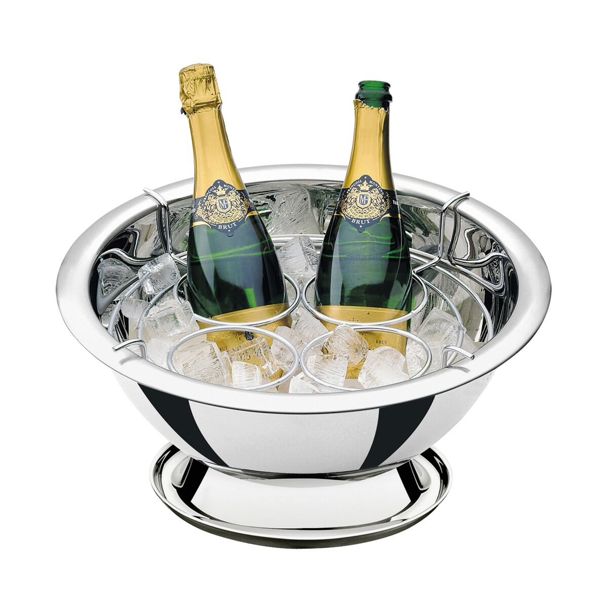 Tramontina Rotonda stainless steel 4-bottle champagne cooler with stand, 11.9 L