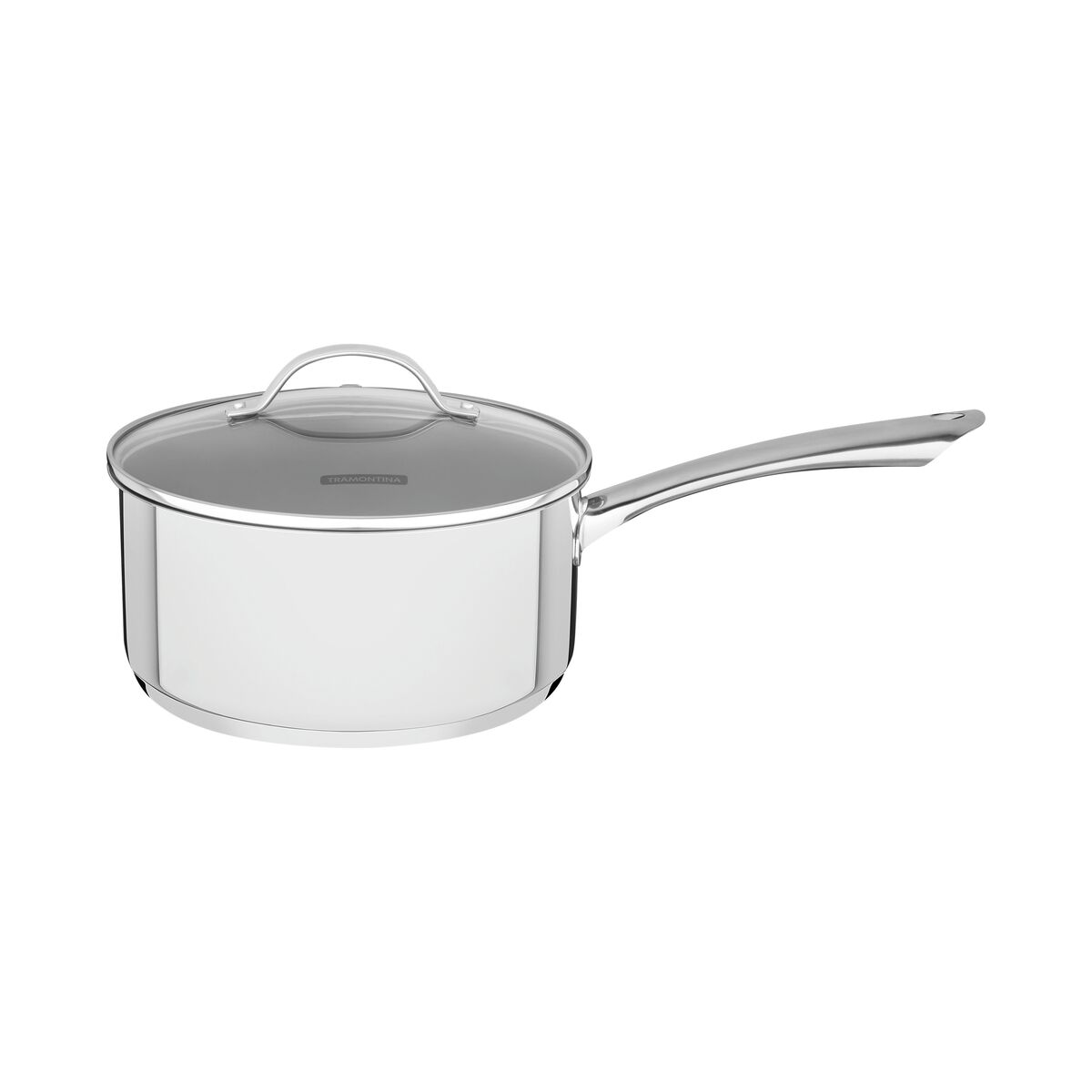 Tramontina Una stainless steel saucepan with tri-ply base and glass lid, 16 cm and 1.4 L