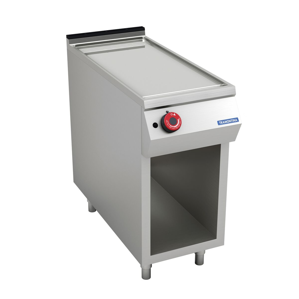 Gas Fry Top with smooth chromium plate on open base 400x950 mm