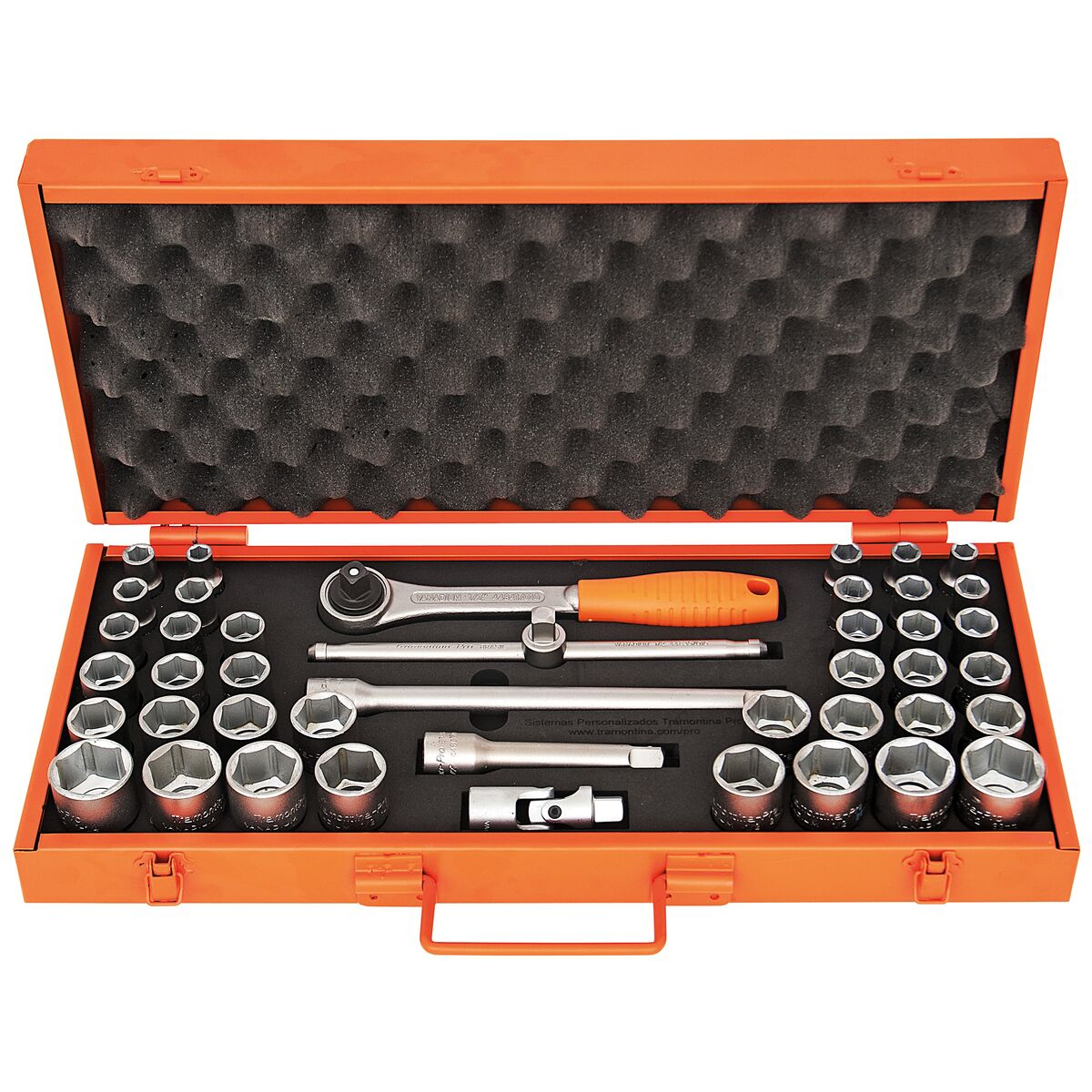 Tramontina PRO 1/2" Millimeters and Inches 6 Point Socket and Accessories Set - 43 Pieces