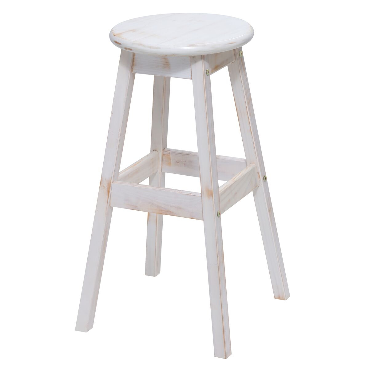Tramontina White Wood Counter Stool with Rustic Finish
