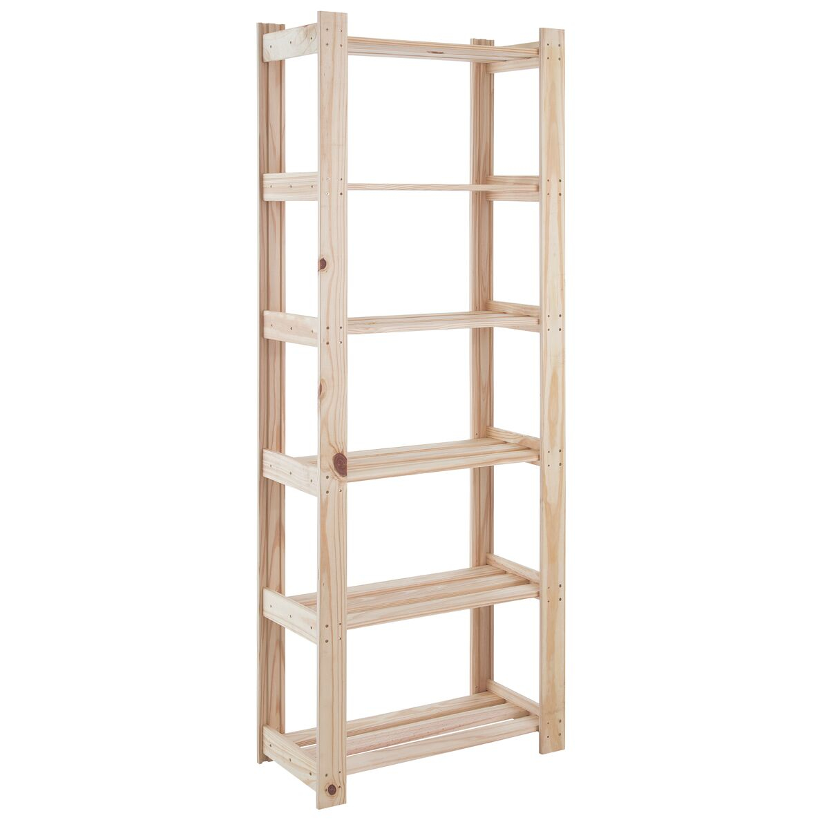 Tramontina Modulare Pine Wood Bookcase with Natural Finish and 6 Shelves, 62.2x30.2 cm
