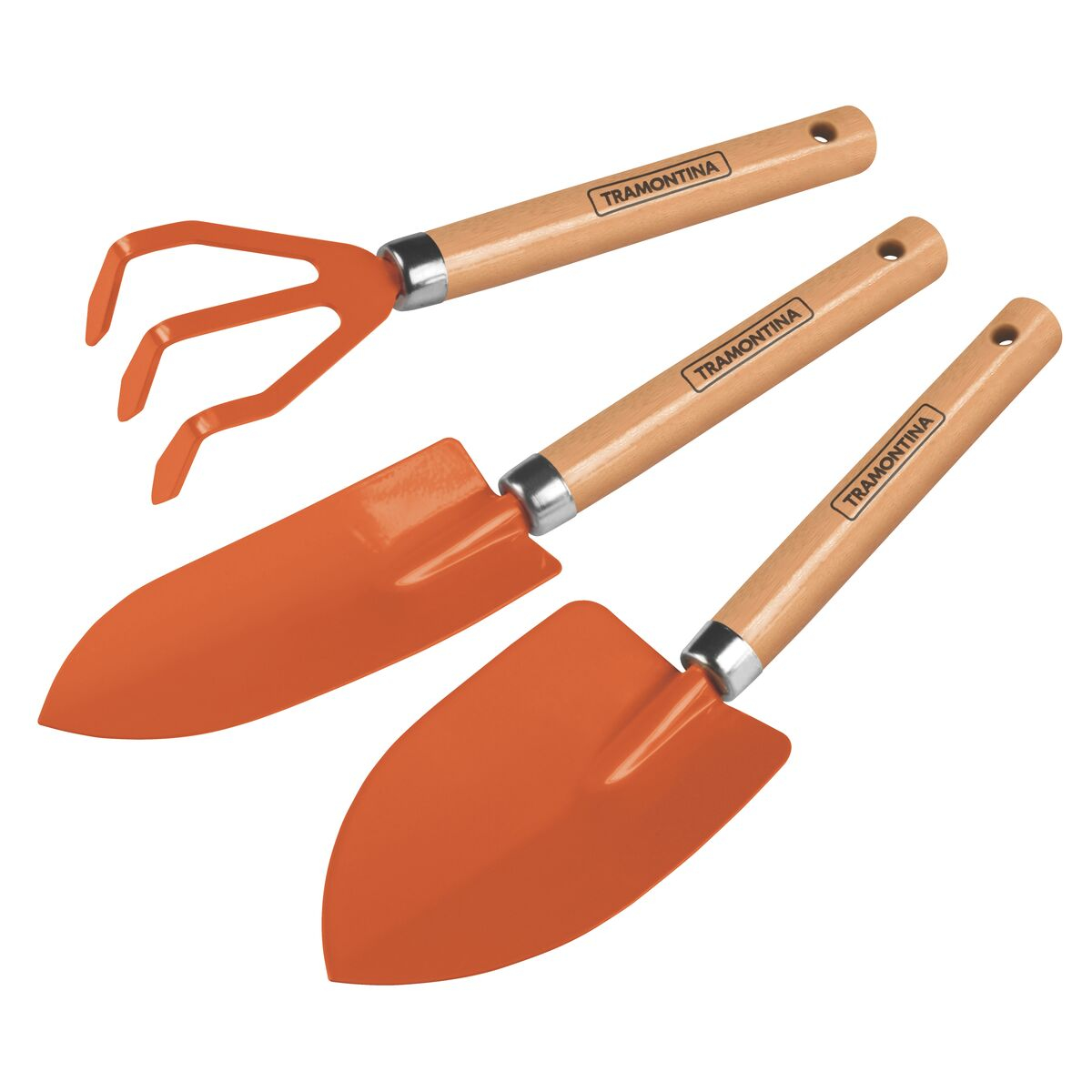 3 pieces garden tool set, wood handles, plastic package