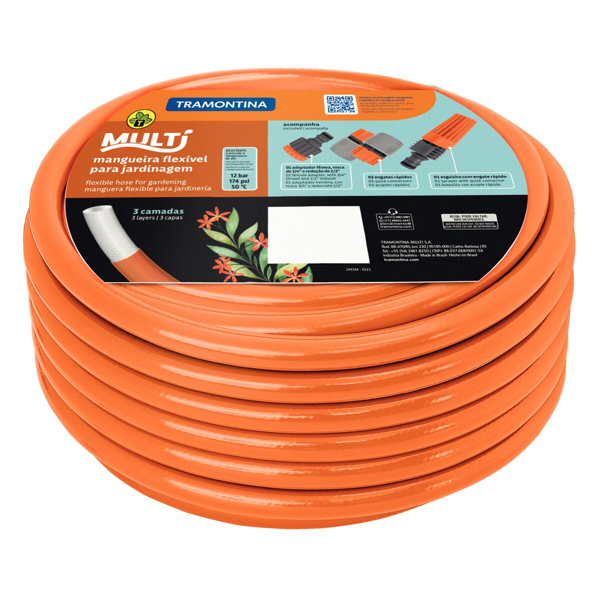 1/2" Super Flex garden hose, 10 m, quick connectors and sprayer