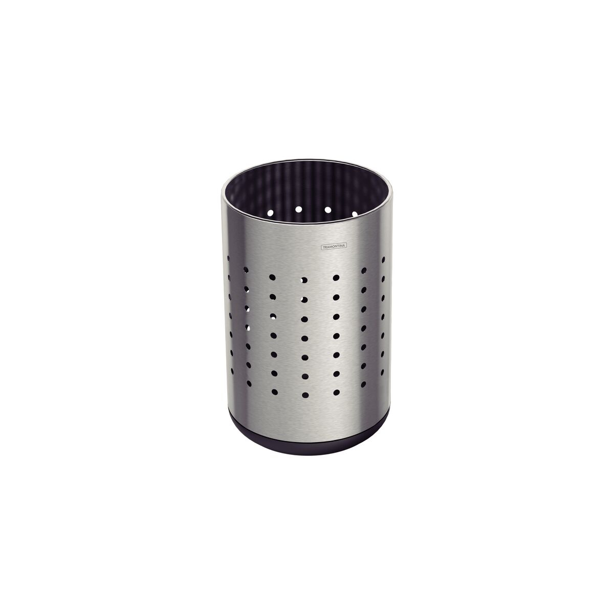 Tramontina Sardenha 10L stainless steel paper basket with a Scotch Brite finish and polypropylene base