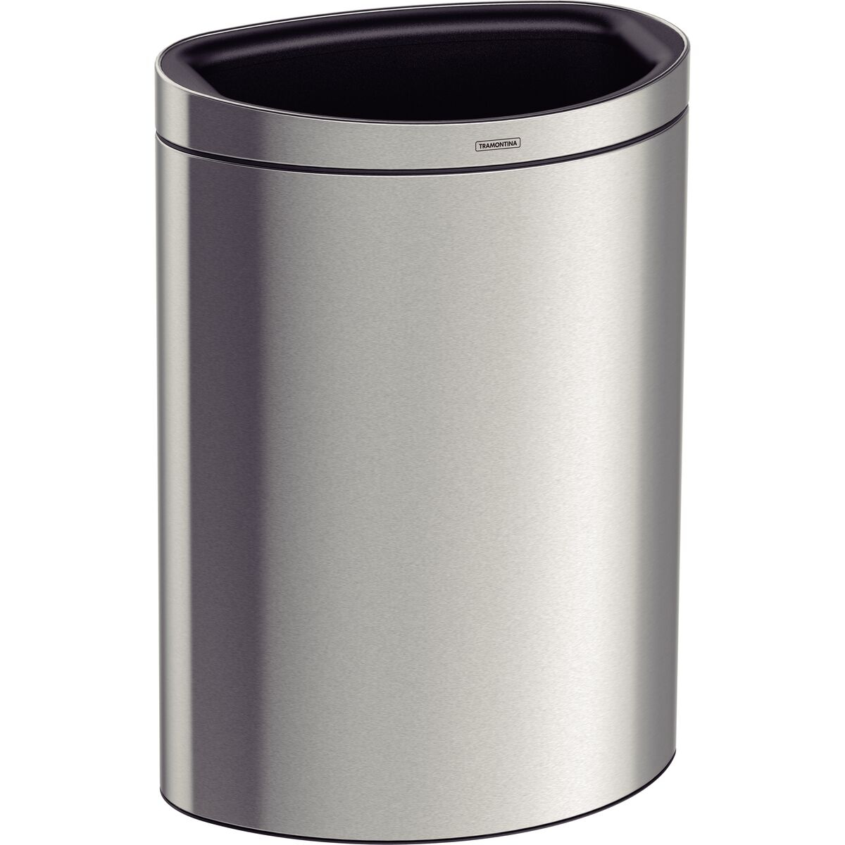 Tramontina 49L stainless steel trash bin Tipo D with a scotch brite finish and removable internal bucket
