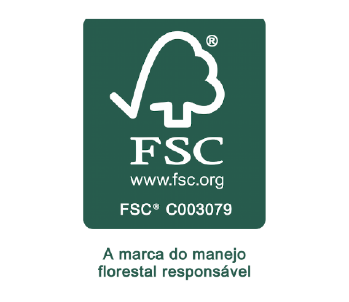 Logotipo da certificação FSC: A marca do manejo florestal responsável.