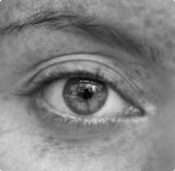 Foto en blanco y negro de un ojo.