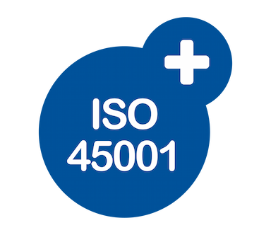 ISO 45001 certification logotype.